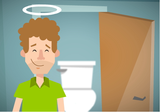 Shiffter toilet brush alternative animated illustration - leaving toilet guilt free